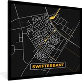 Fotolijst incl. Poster - Swifterbant - Black and Gold - Stadskaart - Plattegrond - Kaart - 40x40 cm - Posterlijst
