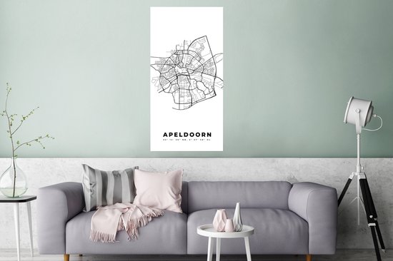 Affiche Nederland -Bas – Apeldoorn – Plan de la Ville – Carte – Wit – Carte - 60x120 cm