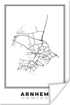 Poster Plattegrond – Arnhem – Zwart Wit – Stadskaart - Kaart - Nederland - 20x30 cm