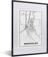 Fotolijst incl. Poster Zwart Wit- Breukelen - Plattegrond - Zwart Wit - Kaart - Nederland - Stadskaart - 30x40 cm - Posterlijst