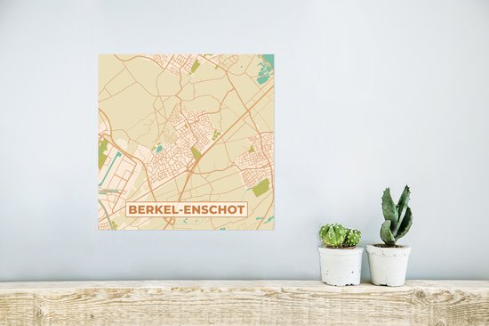 Affiche Berkel-Enschot - Carte - Carte - Plan de la ville - Vintage - 30x30 cm