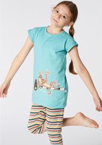 Woody pyjama meisjes - mandril - groen - 221-1-POS-S/717 - maat 152