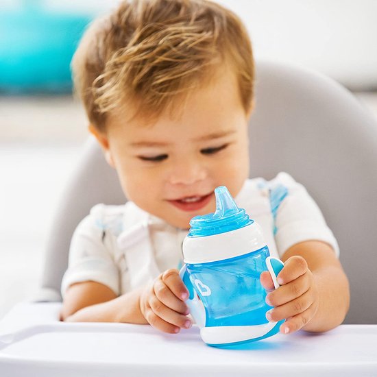 Munchkin Gentle Overgangsbeker - Transition Cup - Anti-lek Beker voor Baby's - Vanaf 4 Maanden - 118ml - Blauw - Munchkin