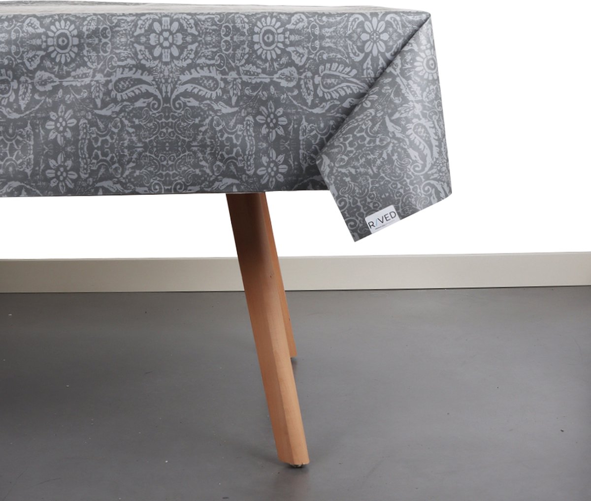 ANRO Afwasbaar tafelkleed/tafelzeil; grijs, linnen look, ovaal, 240 x 140 cm