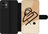 Bookcase Geschikt voor iPhone 11 telefoonhoesje - Zwart - Design - Bruin - Met vakjes - Wallet case met magneetsluiting