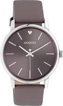 OOZOO Timepieces - Zilveren horloge met mauve leren band - C10927 - Ø40