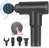 Massage Gun - Fit Essentials Massage Gun - Ontspanningscadeau - Massage pistool sport en relax - 4 delig - 6 standen - zwart