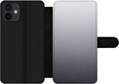 Bookcase Geschikt voor iPhone 12 Mini telefoonhoesje - Aluminium print - Metaal - Grijs - Met vakjes - Wallet case met magneetsluiting