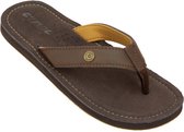 teenslippers Pilat heren leer donkerbruin maat 42