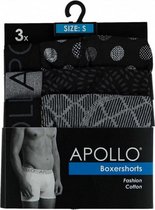 boxershort heren katoen grijs/zwart 3 stuks maat M