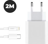 WISEQ iPhone Lader - 20W Snellader + 2 METER Lightning kabel - Wit