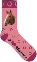 sokken Paard polyester roze maat  37-42