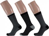sokken Fashion Bamboo dames zwart/grijs 3-pack mt 35/38