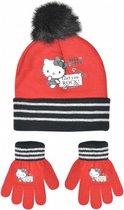 winterset Hello Kitty acryl rood/zwart/wit 3-delig one-size