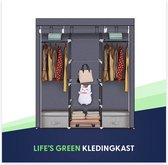 Life's Green® KM2G XXL opvouwbare kledingkast – stalen frame met 200KG draagkracht – Opbergkast – Campingkast – duurzaam design stoffen garderobekast – 9 opslag planken en 2 ophang