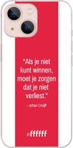 6F hoesje - geschikt voor iPhone 13 Mini -  Transparant TPU Case - AFC Ajax Quote Johan Cruijff #ffffff
