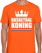 Oranje basketbal koning shirt met kroon heren - Sport / hobby kleding S