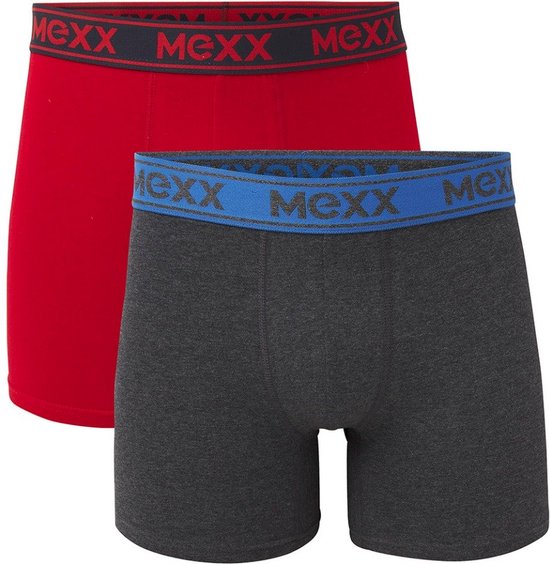 Mexx Boxers 2-pack Mannen - Antraciet/ Rood - Maat S