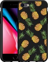 iPhone SE 2020 Hoesje Zwart Ananas - Designed by Cazy