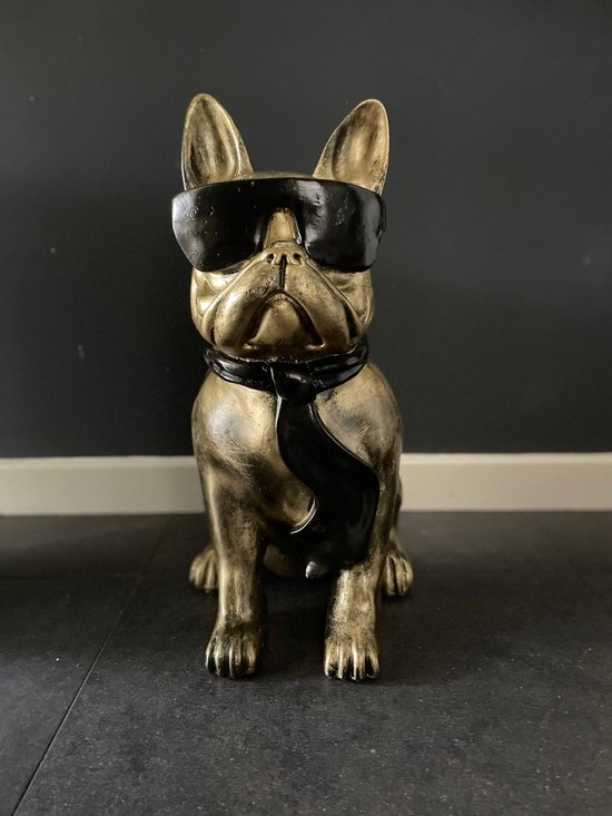 Goodyz - Franse Bulldog Beeld - 60cm hoog -met zonnebril - goudskleurig - diverse kleuren leverbaar -