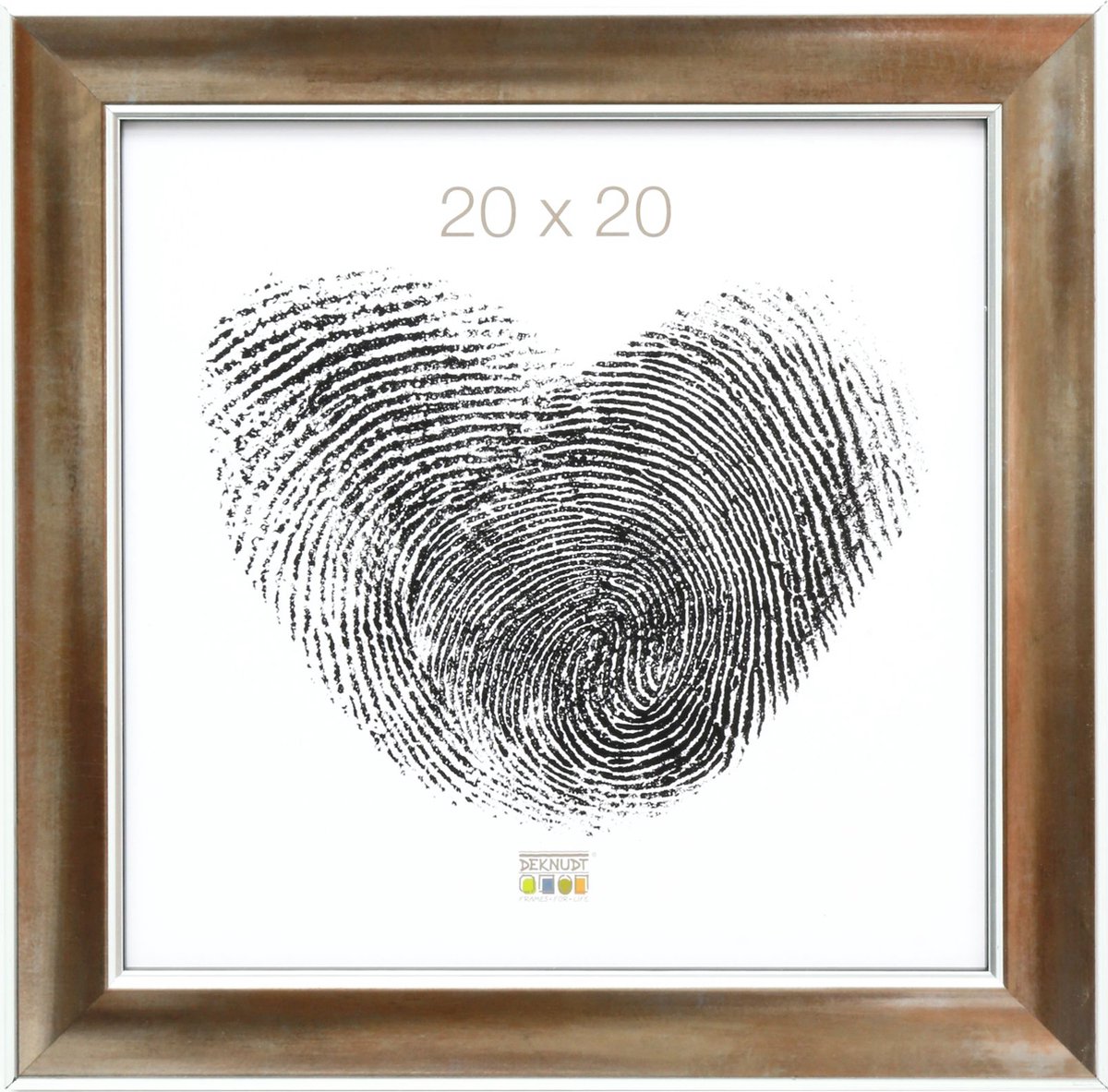Deknudt Frames fotolijst S45YD3 - brons met zilver biesje - 20x20 cm