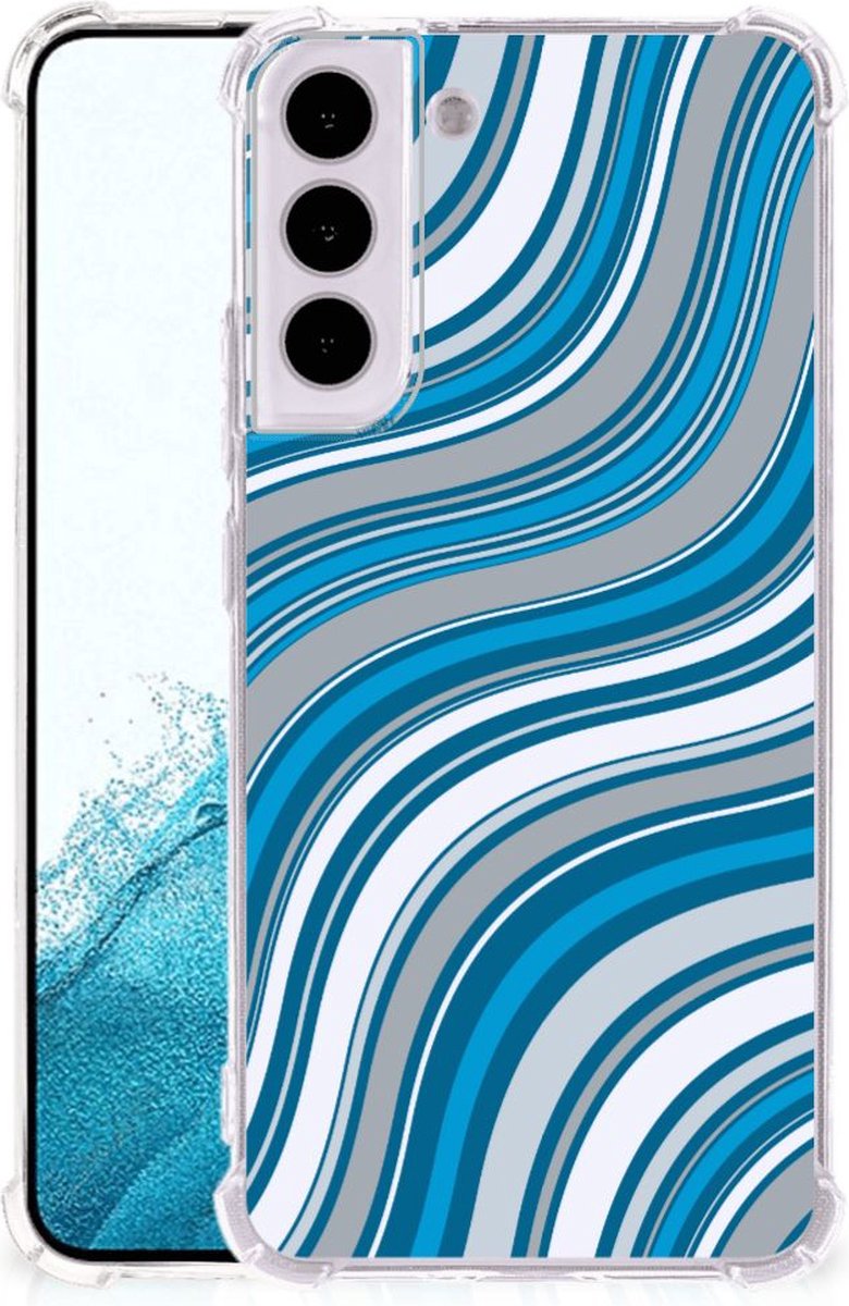 Samsung Galaxy S22 Doorzichtige Silicone Hoesje Waves Blue