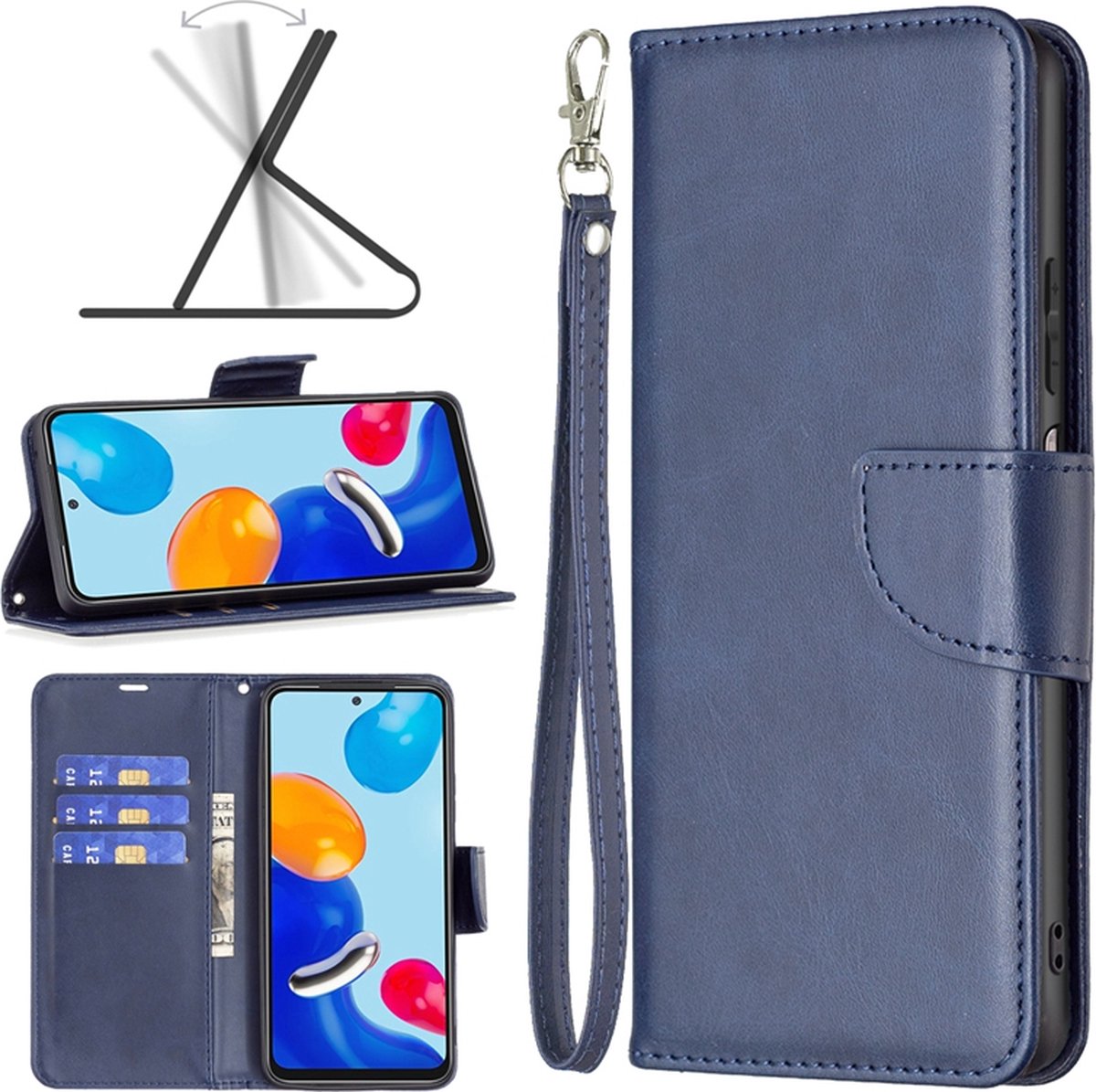 MobyDefend Hoesje - Geschikt voor Xiaomi 12 / 12X - Wallet Book Case Met Koord - Blauw