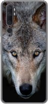 Geschikt voor Xiaomi Mi Note 10 hoesje - Wolf - Portret - Zwart - Siliconen Telefoonhoesje