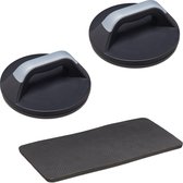 Relaxdays opdruksteun set van 2 - push-up grips - draaaibaar - met kniemat - zwart/grijs - grijs