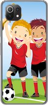 Geschikt voor Xiaomi 11T hoesje - Een illustratie van twee voetballers die een prijs hebben gewonnen - Jongens - Meisjes - Kind - Siliconen Telefoonhoesje