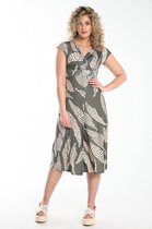 Cassis Lange jurk met een geometrisch bladmotief Lange jurk met een geometrisch bladmotief