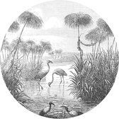 Behangcirkel De Natuur | ⌀ 80 cm | Zelfklevend | Wanddecoratie | Ronde Muursticker | Muurcirkel Binnen