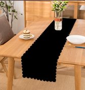 De Groen Home Textile Velours Imprimé Chemin de Table - Zwart - Uni - Velours - 45x220