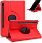 Hoesje Geschikt Voor Samsung Galaxy Tab S8 hoes Draaibare Book Case Cover Rood - Hoesje Geschikt Voor Samsung Galaxy Tab S8 hoesje 2022 - Tab S7 hoes 11 inch Tablet Hoes