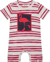 Smitten Organic - Smitten Organic Safari-shortall met flamingo-gidsblokprint op yarn dyed stripes