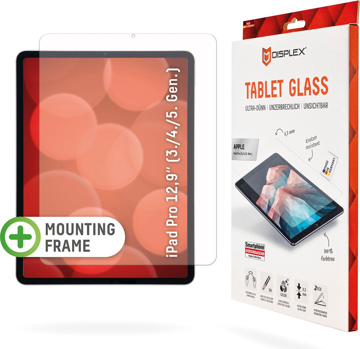 Displex Tablet Glass Screenprotector geschikt voor iPad Pro 12.9 inch (2018 2020 2021 2022) - Transparant