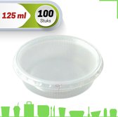 Sausbakje 125 ml Saladebakje met deksel 100 Stuks Rond Transparant PP 125 cc