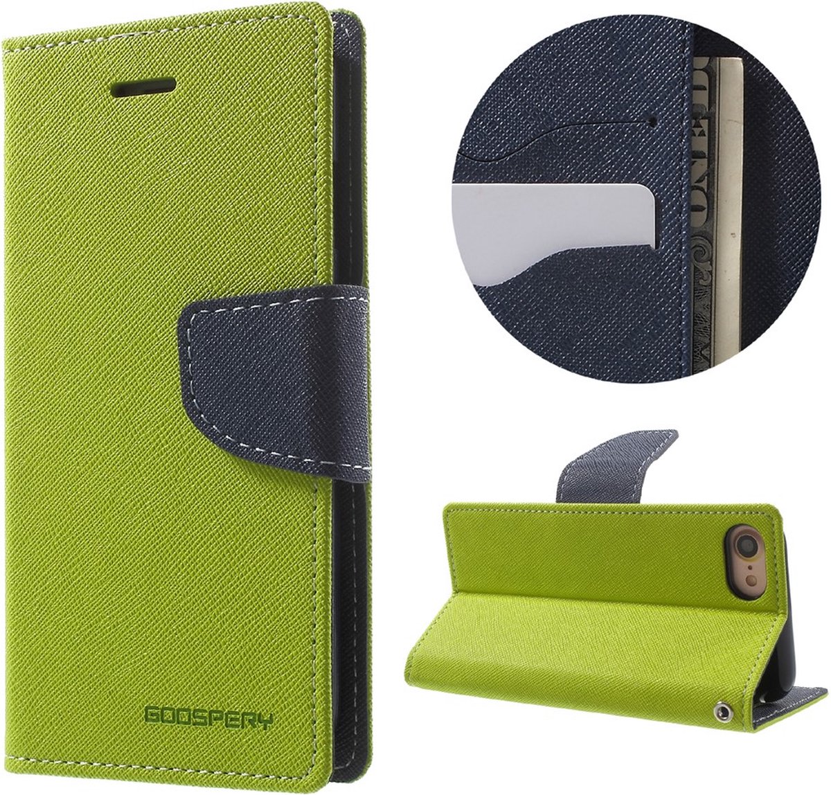 Groen Mercury Goospery portemonnee hoesje iPhone 7 8 SE 2020 SE 2022 lederen - Bookcase