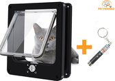 Pet Friendz Kattenluik Zwart met Tunnel – 27 x 24 cm – 4 Vergrendelingsstanden – Met gratis Laser – Weerbestendig