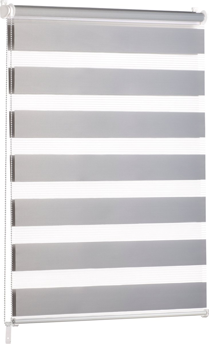 Blumtal Gestreepte Gordijnen - Transparante Rolgordijnen - Kant en Klaar - 55 x 155cm, Lichtgrijs - Set van 1