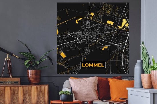 Stickers Stickers muraux - Lommel - Plan de la ville - Or - Carte - Carte - 120x120 cm - Feuille adhésive XXL