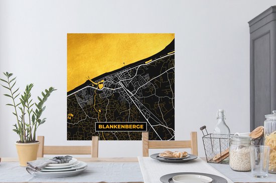 Stickers muraux - Plan de la ville - Or - Blankenberge - Carte - Carte - 100x100 cm - Feuille adhésive XXL