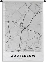 Tapisserie - Tapisserie - Plan de ville - Carte - België - Zwart Wit - Zoutleeuw - Carte - 90x135 cm - Tapisserie