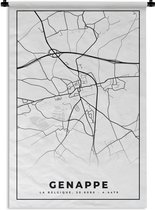 Tapisserie - Tapisserie - Plan de Ville - Carte - België - Zwart Wit - Genappe - Carte - 90x135 cm - Tapisserie