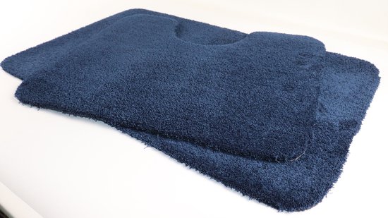 Tapis de bain 50x80 et tapis de toilette 50x60 Soft Marine blue