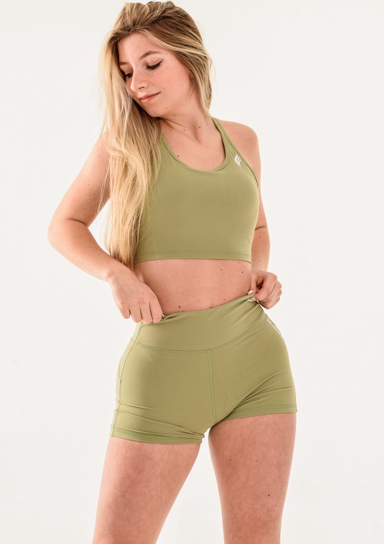 Tenue de sport Fox / ensemble sportswear pour femme / tenue fitness short + brassière de sport (vert menthe)