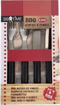 Barbeque messen en vorken set (BBQ) - set van 2 vorken en 2 messen (RVS)