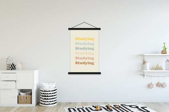 Porte-affiche avec affiche - Affiche scolaire - Citations - Étudier - Student - 120x180 cm - Lattes noires