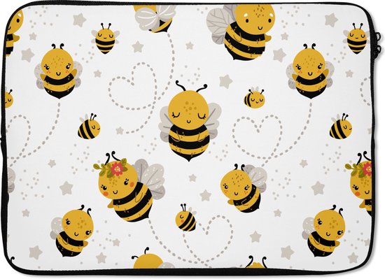 Housse ordinateur 13 pouces - Enfants - Motifs - Abeille - Housse ordinateur - Dimensions intérieures 32x22,5 cm - Dos noir