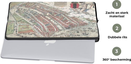 Etui pour ordinateur portable 17 pouces 41x32 cm - Plans de villes historiques - Etui pour Macbook & Laptop Grand plan de la ville historique d' Amsterdam en Hollande du Nord - Etui pour ordinateur portable avec photo